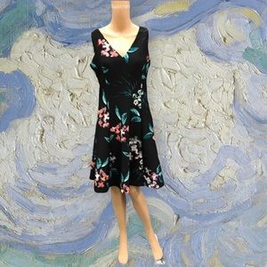 NWT Donna Karen Multicolor Floral Sleeveless Fit & Flare Dress - Size 6